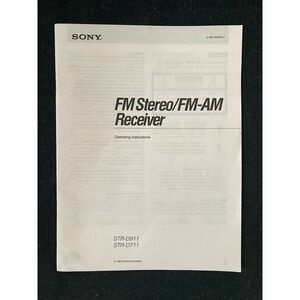 Sony STR-D711 STR-D911 Receiver Owners Manual